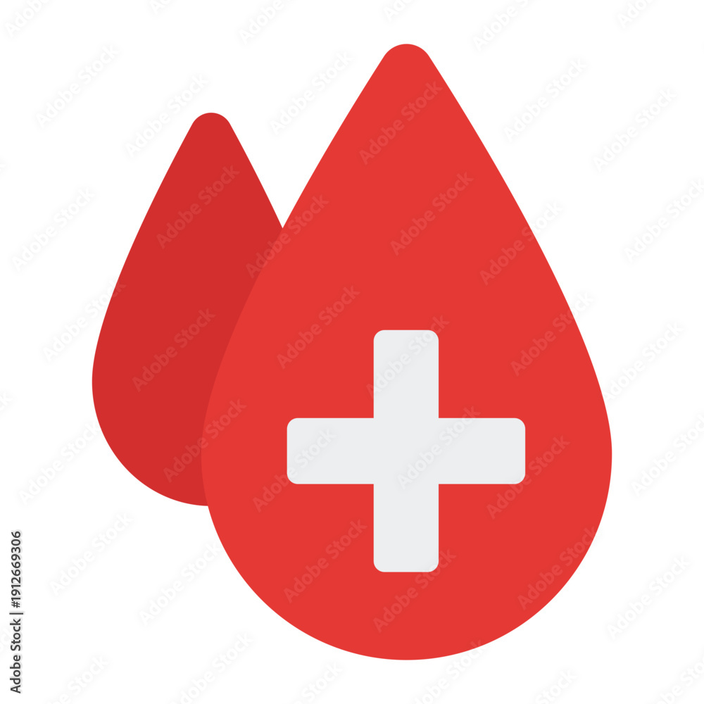 Fototapeta premium Blood Flat Icon Vector, HIV AIDS Awareness and Medical Healthcare Symbol for Hospital, Prevention Campaign, and Public Health Design
