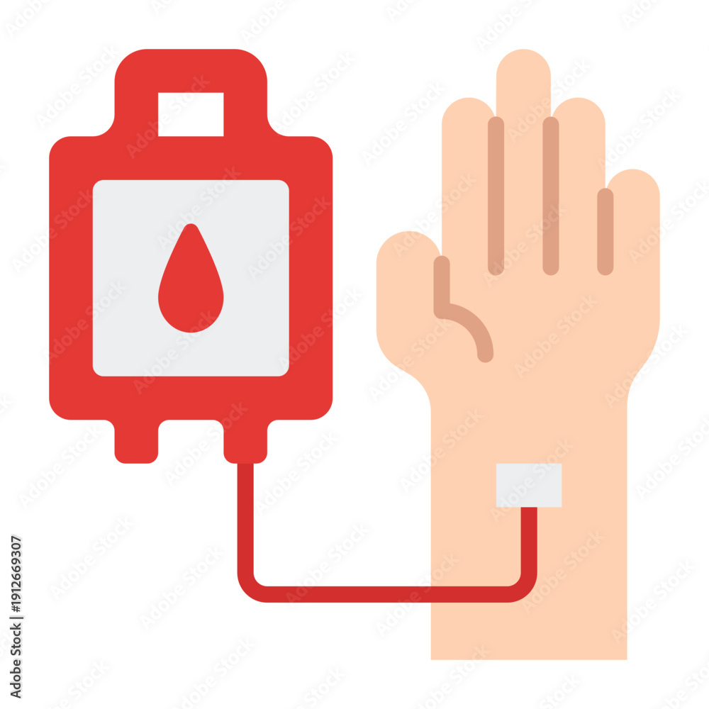 Obraz premium Blood Transfusion Flat Icon Vector, HIV AIDS Awareness and Medical Healthcare Symbol for Hospital, Prevention Campaign, and Public Health Design