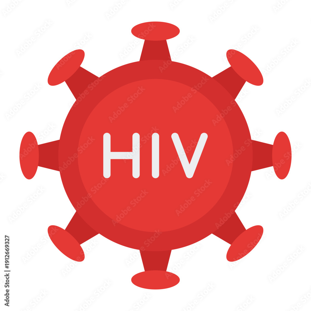 Fototapeta premium HIV Flat Icon Vector, HIV AIDS Awareness and Medical Healthcare Symbol for Hospital, Prevention Campaign, and Public Health Design