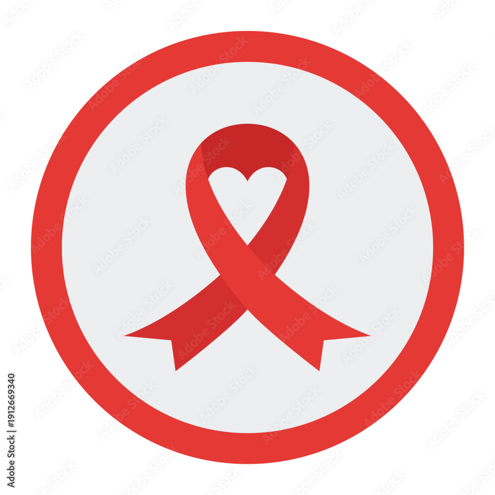 Obraz premium Aids Sign Flat Icon Vector, HIV AIDS Awareness and Medical Healthcare Symbol for Hospital, Prevention Campaign, and Public Health Design