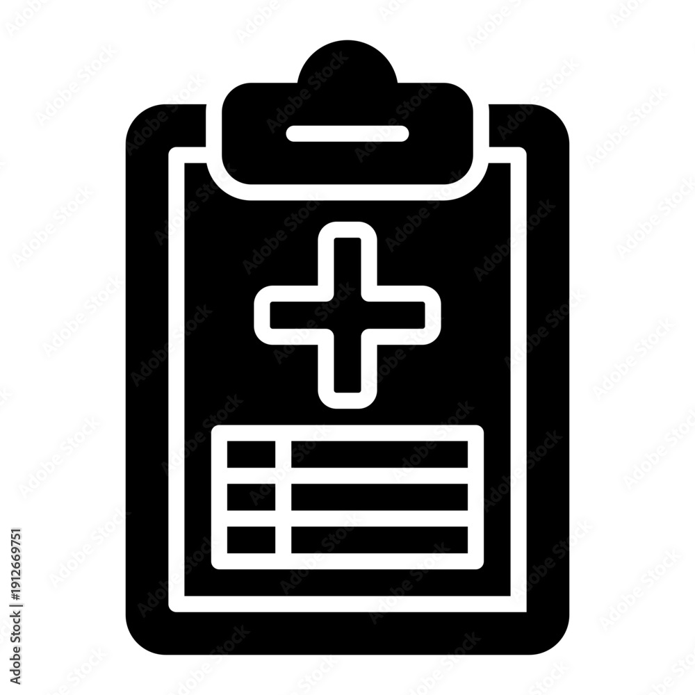 Obraz premium Medical Report Glyph Icon Vector, HIV AIDS Awareness Medical Symbol for Healthcare, Hospital, and Prevention Campaign Design