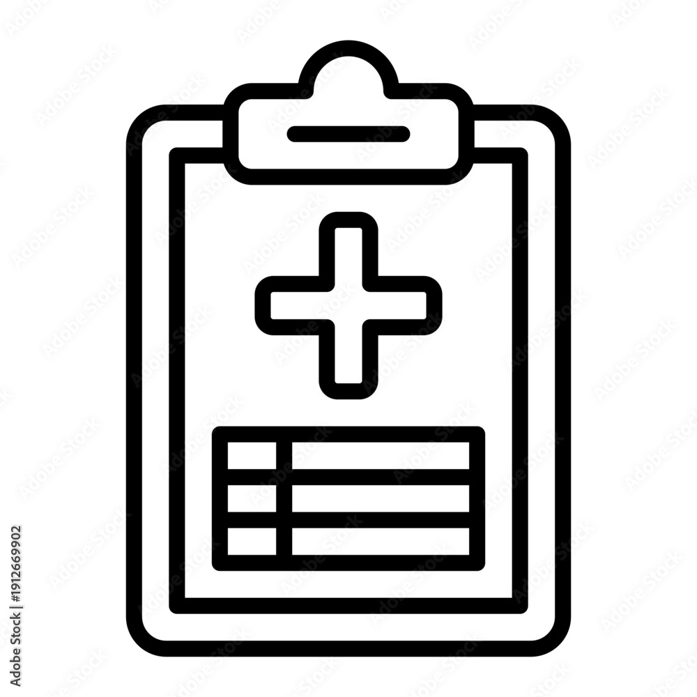 Fototapeta premium Medical Report Outline Icon Vector, HIV AIDS Awareness Medical Line Symbol for Healthcare, Hospital, and Public Health Campaign Design
