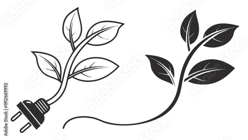 A symbolic fusion of nature and electricity depicted as a striking silhouette high quality professional detailed