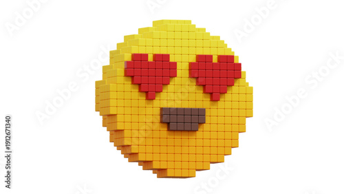3D Voxel Heart Eyes Emoji Face In Love Expression