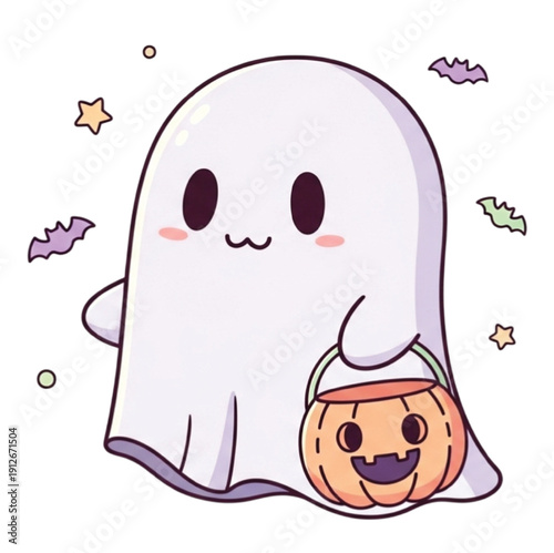 Funny cartoon ghost and funny cartoon zombie character head vector illustration featuring a cute happy smile and mascot design icon