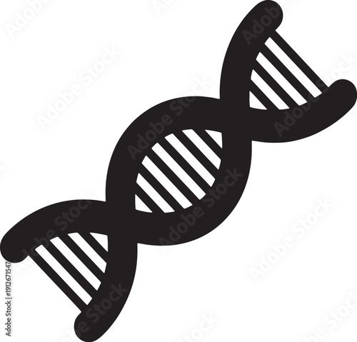 Black stylized D N A double helix molecule on a white background deoxyribonucleic acid