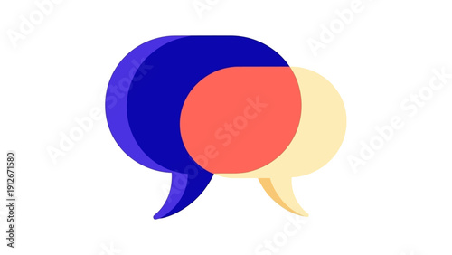 abstract blue and yellow overlapping speech bubbles illustrating modern communication conversation and dialogue for digital concepts.