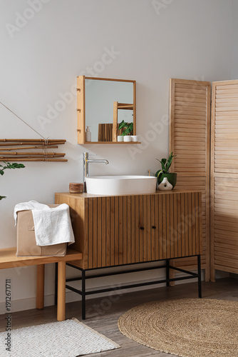 Interior of light bathroom ...