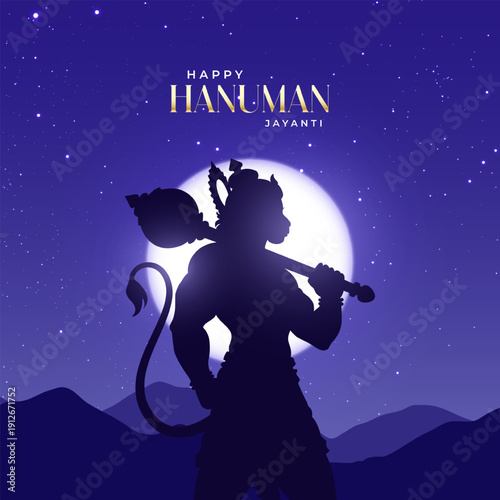 Happy Hanuman Jayanti Greeting, God Hanuman Background Design. A festival celebrated of lord hanuman birthday. 