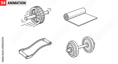 Fitness Equipment Set: Ab Roller, Yoga Mat, Resistance Band, Dumbbell