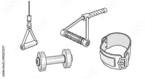 Fitness Equipment Set: Dumbbell, Cable Handles, and Weightlifting Belt