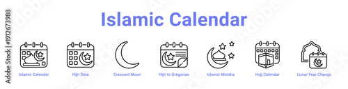 Islamic Calendar Icon Banner and Collection