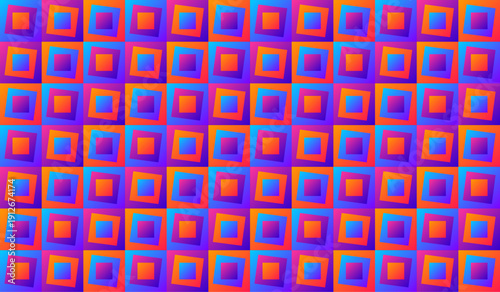 Modern Abstract Colorful Nested Symmetrical Square Grid Vector Pattern Background with Gradient Layers