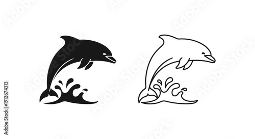 Dolphin silhouette illustration, vector art, marine life, ocean creatures, nature design Vector