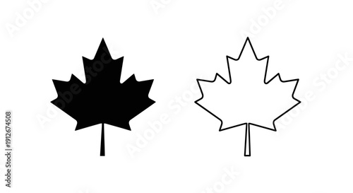 Canadian maple leaf icon design, black and white outline, symbol, vector illustration Vector
