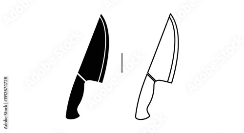 Two different knife designs, one with a black handle and the other with a white handle Vector
