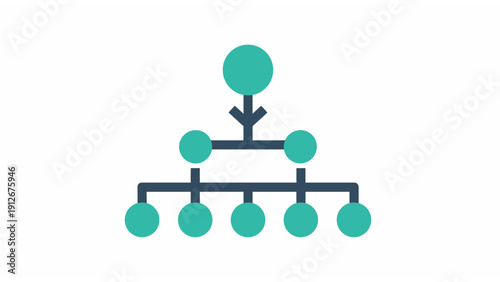 Hierarchy Structure Diagram Icon. Flat Design Organizational Chart, Management Flow, Business Distribution Network, and Data Organization Infographic Vector.