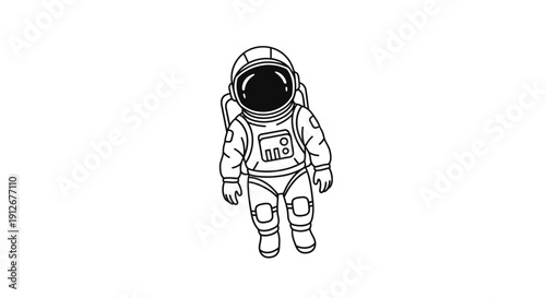 Astronaut in Space Suit, Minimalist Line Art, Outer Space Exploration