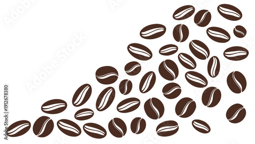 A corner arrangement of brown coffee beans creates a visually appealing design silhouette high quality professional