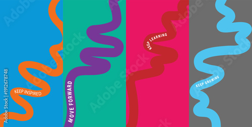 Vibrant wavy lines in multiple colors on a segmented background