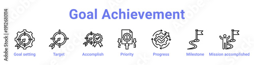 Goal Achievement Icon Banner and Collection