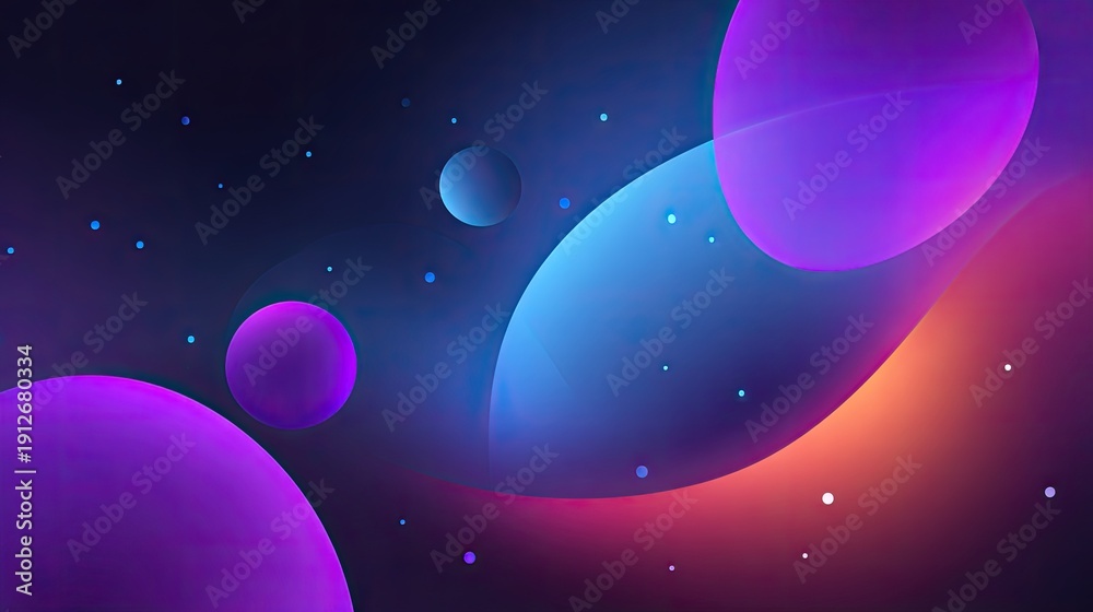 Fototapeta premium Abstract cosmic background with colorful planets, glowing orbs, and vibrant gradients, perfect for science fiction themes or digital art projects