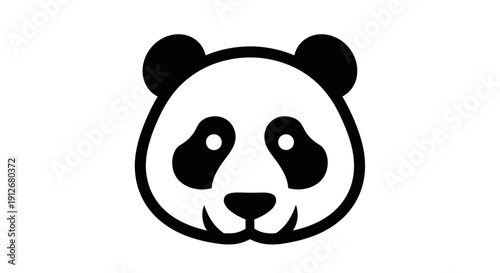 Minimalistic illustration of a panda's face viewed from the front displaying cute facial expression