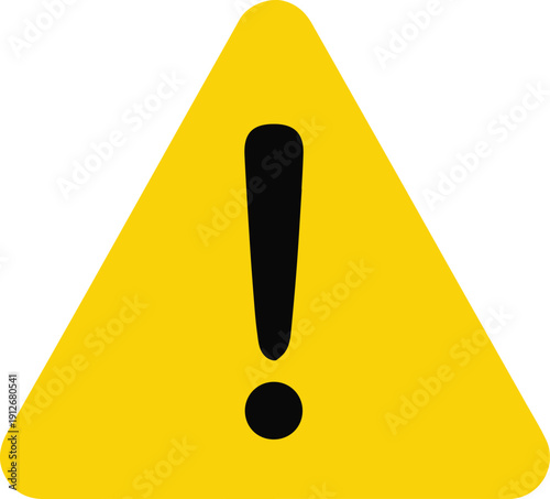 Prominent yellow warning triangle symbol with a bold black exclamation mark indicating caution, alert, or important information, commonly used for safety notices and error messages