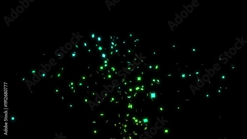 realistic colorful confetti falling animation on black background.