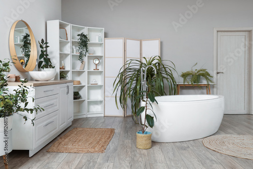 Interior of bathroom with c...