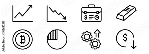 Finance and Investment Line Icons Set