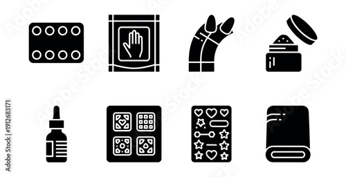 Cosmetics and personal care line icons set