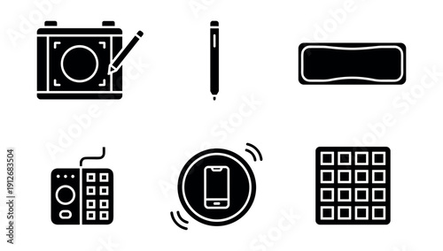 Technology input and peripheral devices icon set