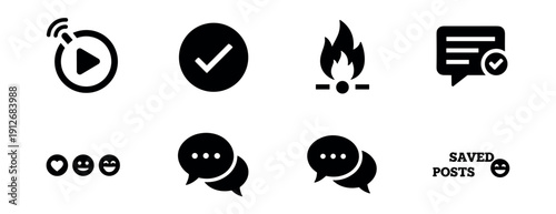 Social media and communication black line icons set