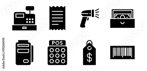 Retail and Point-of-Sale Silhouette Icons Set