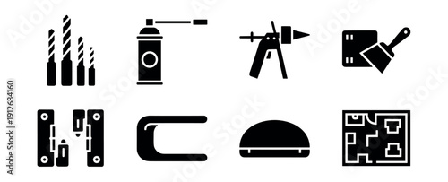 Construction tools and equipment icons set