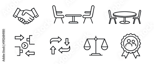 Business and meeting line icons set