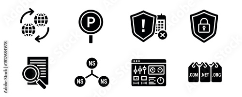 Internet and Cybersecurity Icon Set