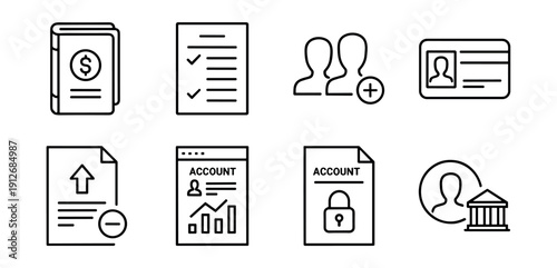 Financial and Administrative Line Icons Set