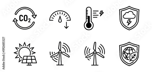 Environmental and energy line icons set