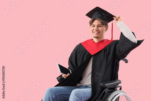 Male graduate in wheelchair...