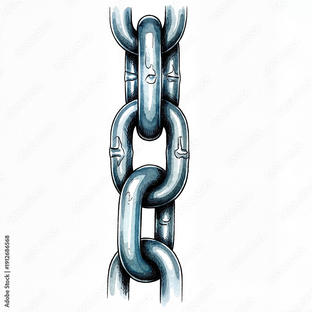 Obraz premium International Workers' Day metal chain strength and unity symbol cartoon illustration isolated on white background