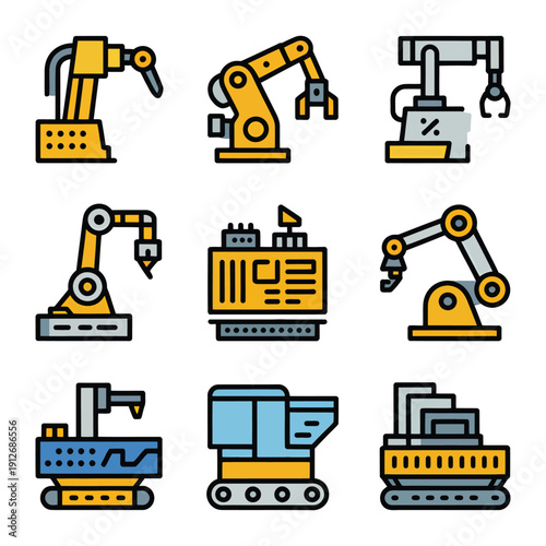 Robotic Automation: A collection of various robotic arms and machinery components that highlights the precision and efficiency of the Industry.