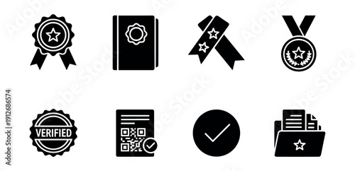 Achievement and certification icons set