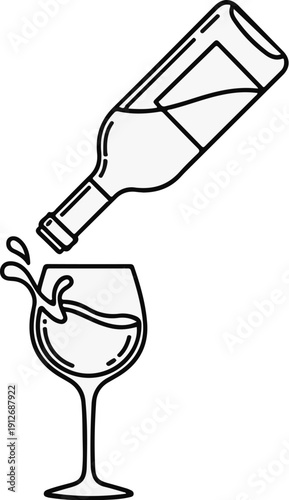 A bottle pours liquid into a glass, causing a splash