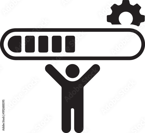 software update with a loading bar and gear symbol isolated on white background, illustration