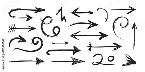 Black doodle arrow set for various design projects a collection of hand drawn sketchy directional pointers