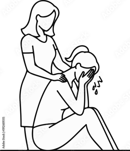 A comforting hand on a distressed individual, showing empathy and support