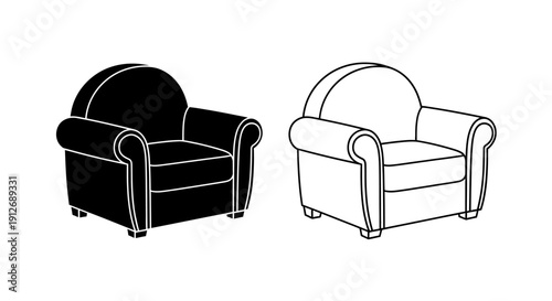 Black and white armchair design illustration Vector