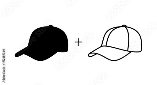 Black and white baseball cap design concept sketch illustration vector Vector